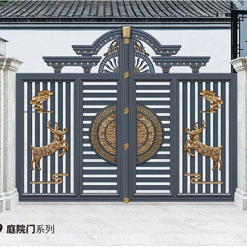 铝艺大门铝合金别墅对大门庭院中式欧式平移门农村院子铝艺大门
