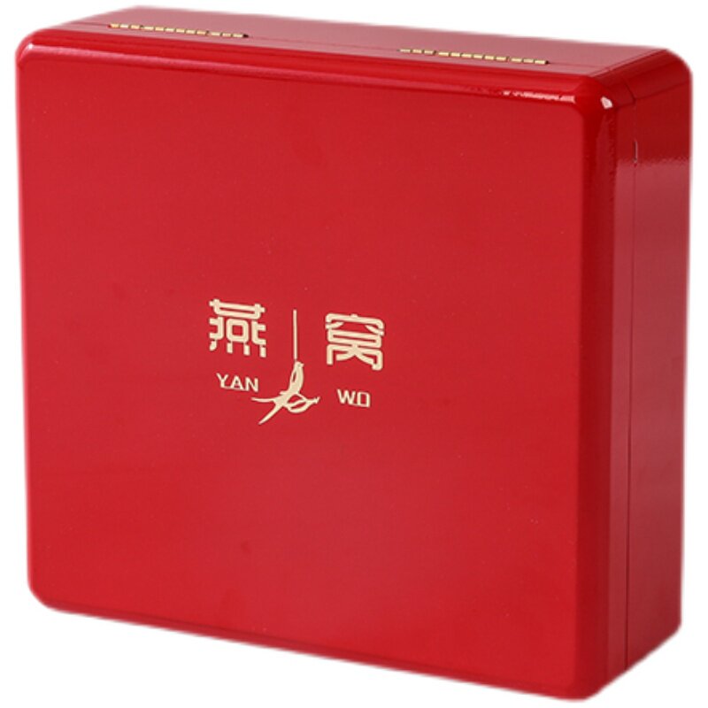红色圆角燕窝礼盒木盒包装盒档喷漆礼品盒八角盒锁扣圆盒红标盒
