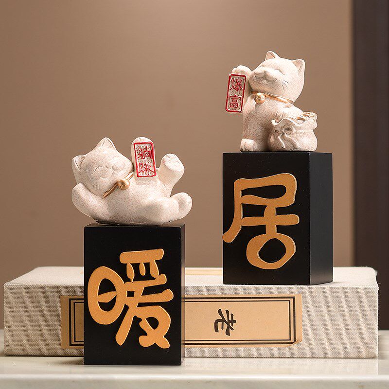 猫猫暖居创意民宿公寓温馨装饰品客厅茶几电视柜酒柜摆设