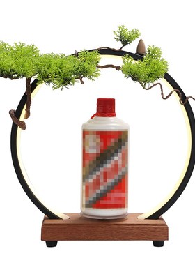 创意转台酒瓶酒水展示架道具底座旋转灯圈木座摆件展会品鉴装饰品