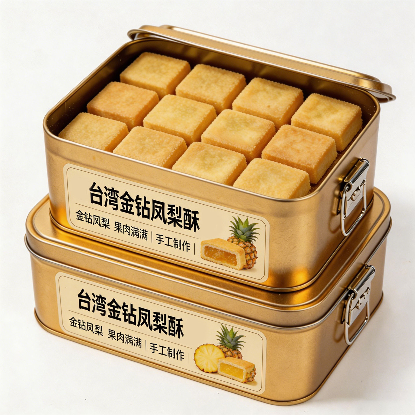 台湾正宗凤梨酥铁盒子包装官方旗舰店正品老式无添加菠萝特色糕点