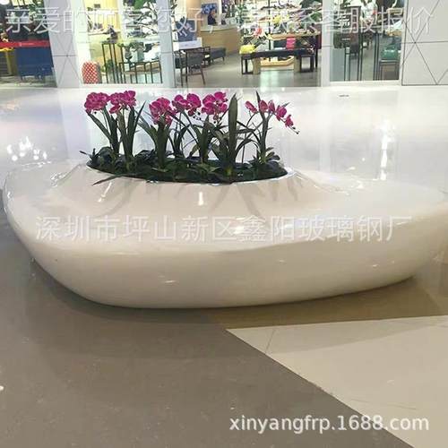 场玻璃钢大型树池坐凳广等候休息07座凳异玻形璃商钢场休息座凳