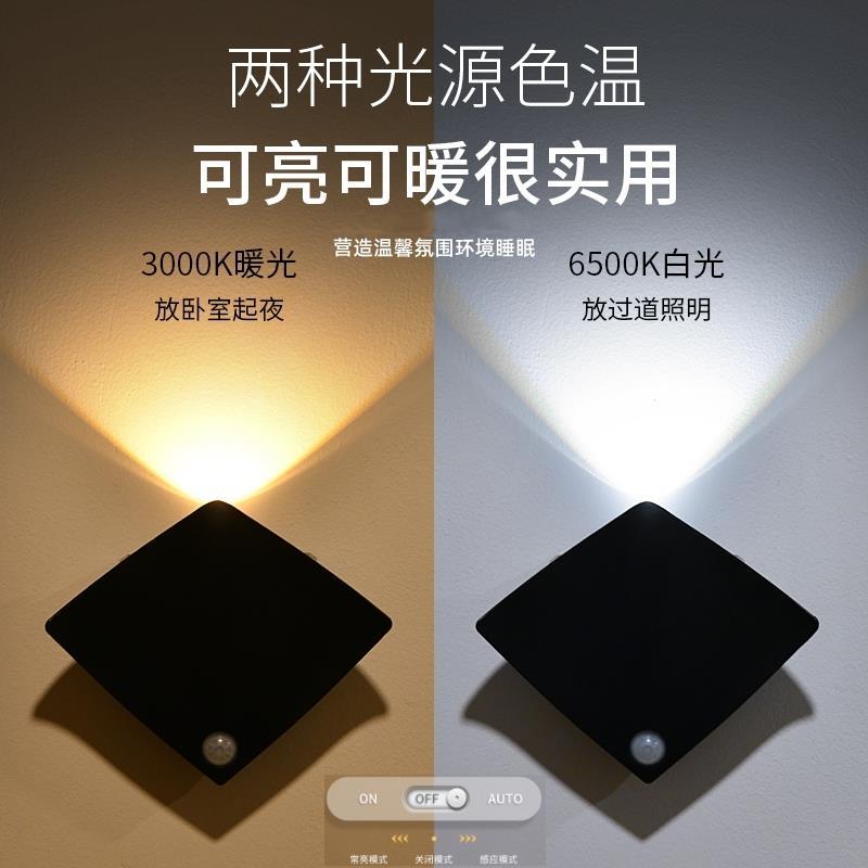 创意魔鬼鱼感应小夜灯人体感应免布线磁吸起夜喂奶生日礼物护眼灯