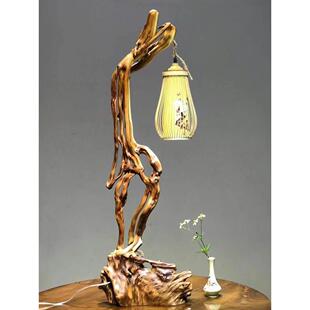 崖柏根雕树根落地灯鸟笼架根艺台灯茶室灯饰灯架天然随形树枝摆件