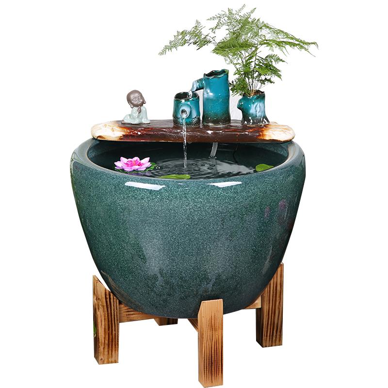 流水鱼缸喷泉造景过滤缸套组观背水培缸招财开业礼室内加湿办公室
