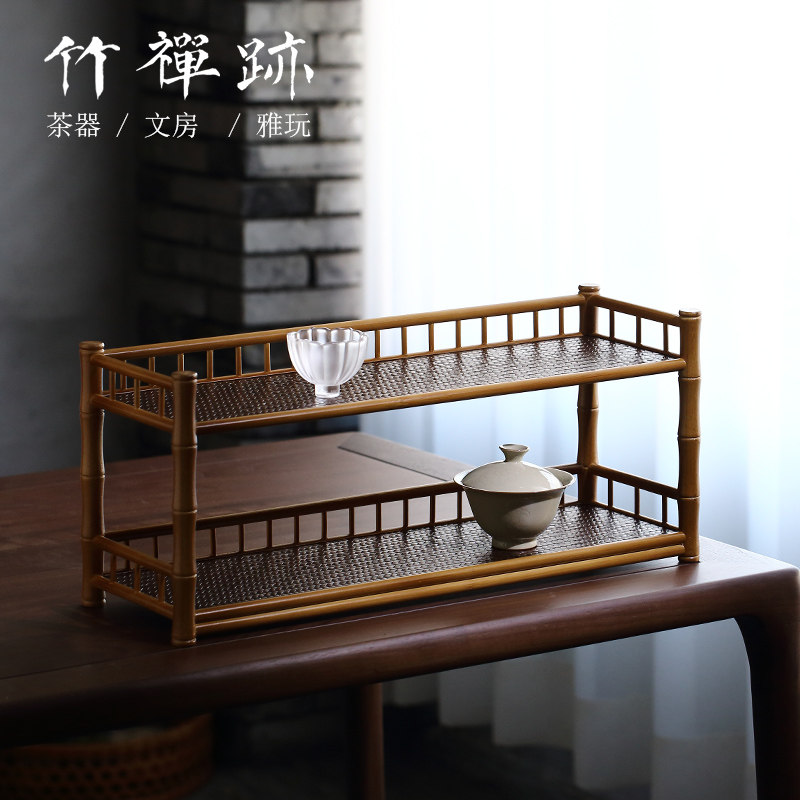 竹禅迹竹制茶具架茶桌博古架茶杯架子茶具收纳架摆放架壶架置物架