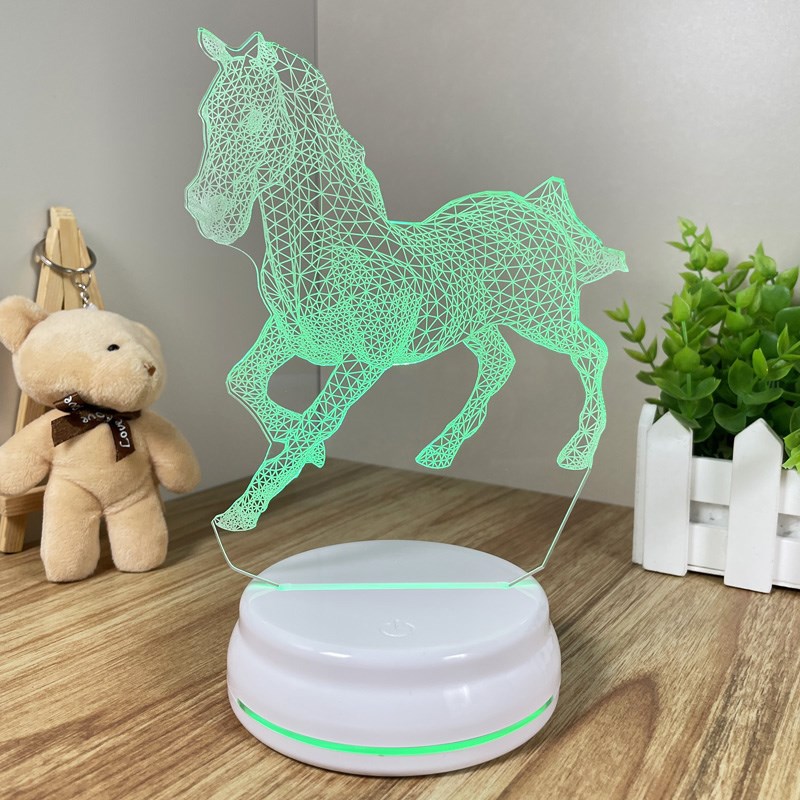 3d视觉创意骏马小夜灯七彩氛KTV桌面灯礼品灯围装饰灯办公室酒吧