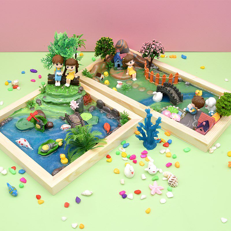 儿童DI滴胶微景观大世界材料装创意粘土木框海洋造景