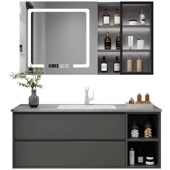 浴室柜现代洗漱台岩板无缝一体盆洗脸盆柜盆洗手盆柜