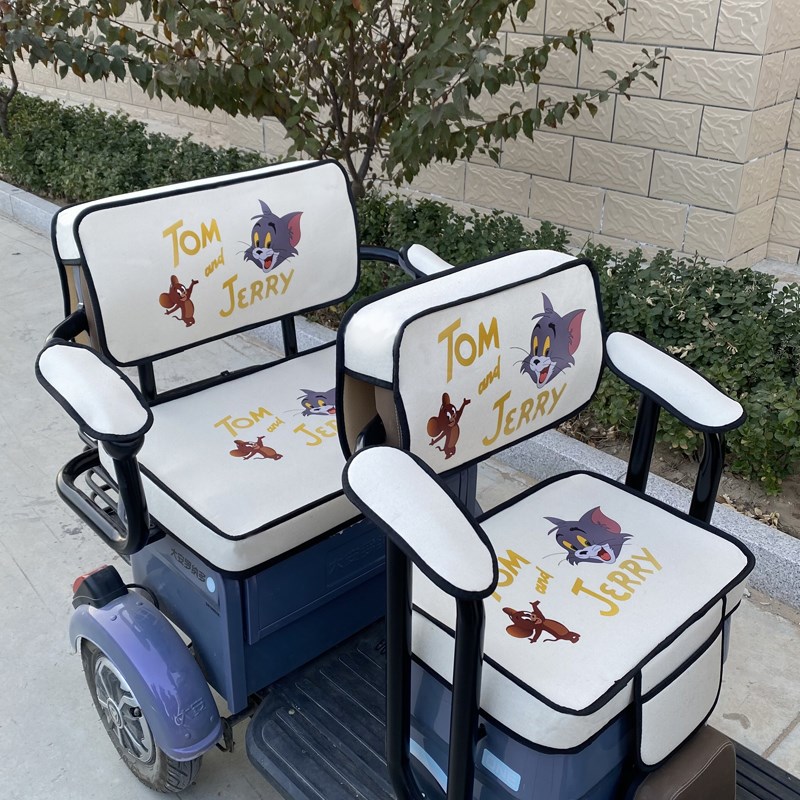定制三轮车座套全包围卡通可爱女士坐垫套四季通用电动车座垫套