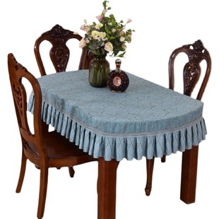 欧式高端奢华布艺椭圆形台布桌布长方形餐桌布方登写字台茶几