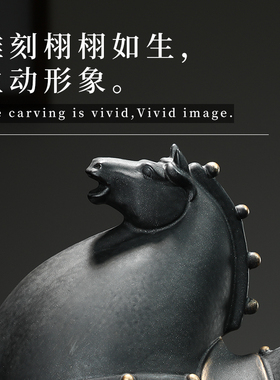 创意办公室摆件客厅桌面动物马工艺品招财陶瓷家居酒柜装饰摆设品