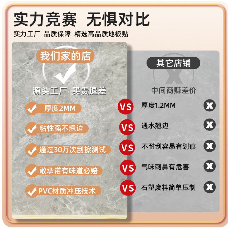 自粘 地板胶自粘式地板砖家用卫生间仿瓷砖石塑地面石纹地砖