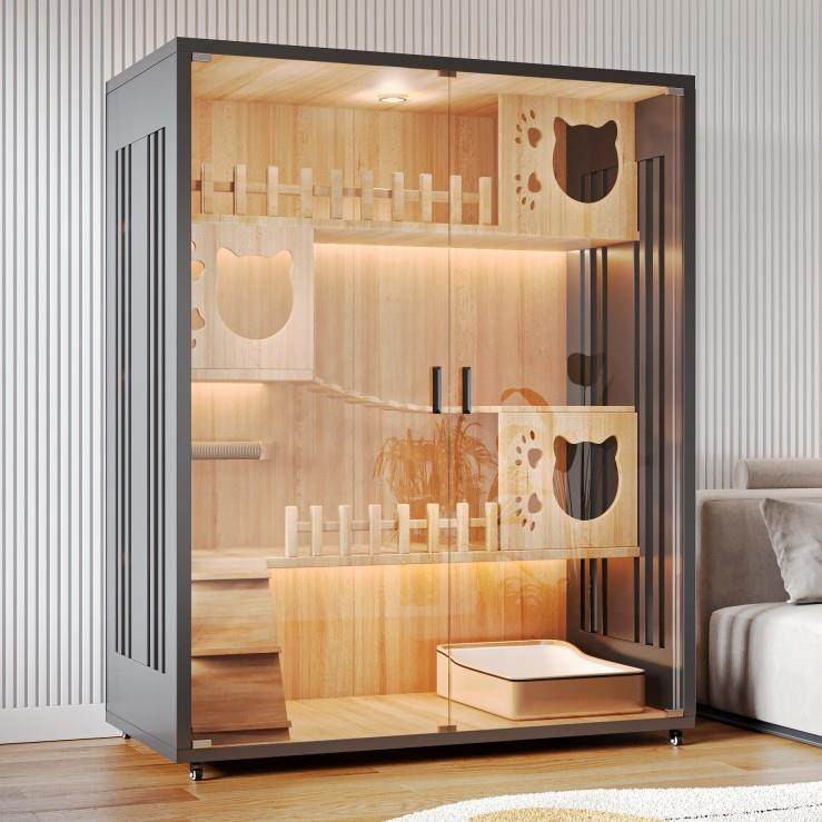 猫别墅实木猫笼子超大自由空间猫屋家用室内豪华猫窝猫柜全景猫舍,3C数码配件,USB多功能数码宝,淘宝优惠券,粉丝福利购,淘宝优惠卷