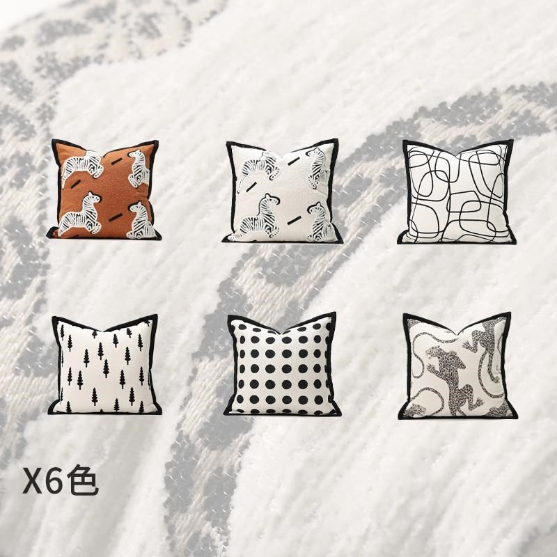 高端沙发抱枕套不含芯客厅轻奢高级感黑白豹纹靠枕头飘窗靠垫靠背