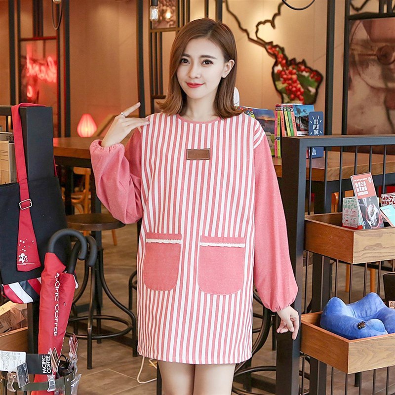 罩衣2022女新款冬网红围裙家用厨房防水防油长袖工作服外套纯棉