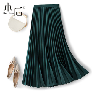 新款 裙垂感2021春季 a字裙 高腰显瘦小西装 百褶半身裙秋冬女中长款