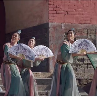 上春山舞蹈服儿童演出服纸扇书生群舞男女扇子汉服古典舞表演服装