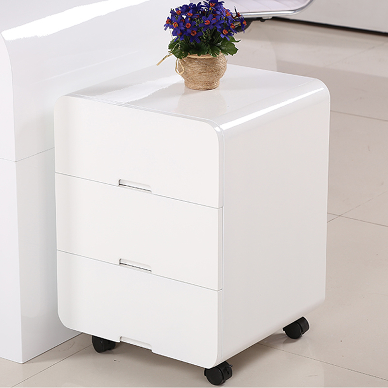 整装轻奢经济型卧室床头柜子白色亮光烤漆简约收纳柜储物三斗柜