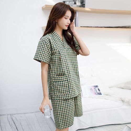 汗蒸服女款纯棉高档性感情侣装家居服睡衣男款桑拿服足疗服洗浴服