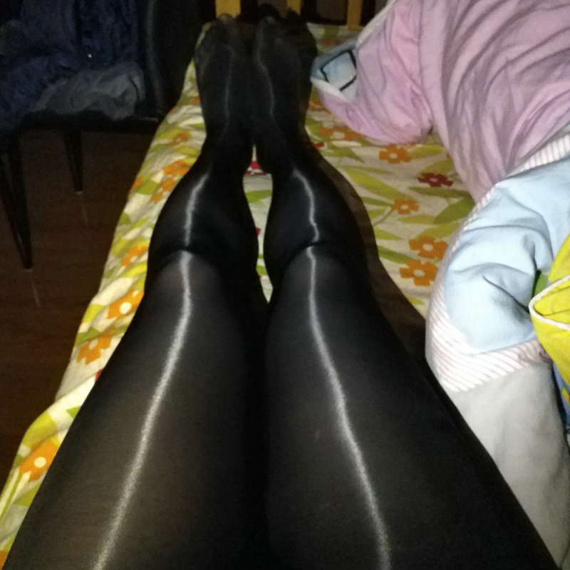 黑色舍宾丝袜 女士美腿闪亮连裤袜 加档丝滑油亮性感透明袜子