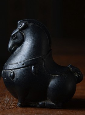 雲植.仿古仿石中国风复古创意禅意中式案头小唐马摆件茶室茶宠