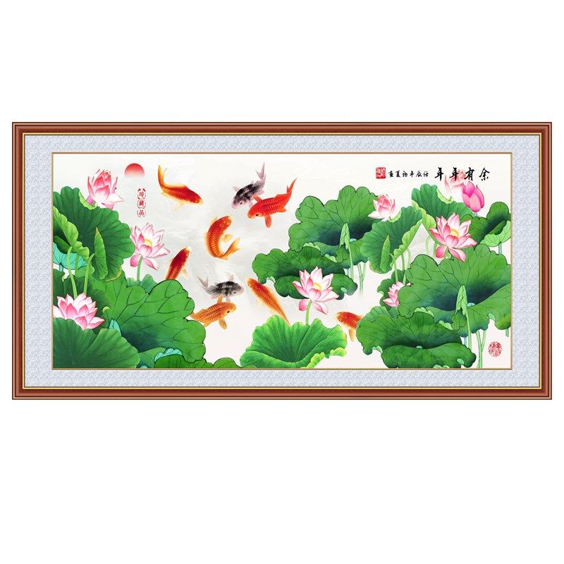 九鱼图壁画客厅装饰画沙发背景墙贴纸自粘防水山水画风景贴画墙贴,家居饰品,现代装饰画,淘宝优惠券,粉丝福利购,淘宝优惠卷