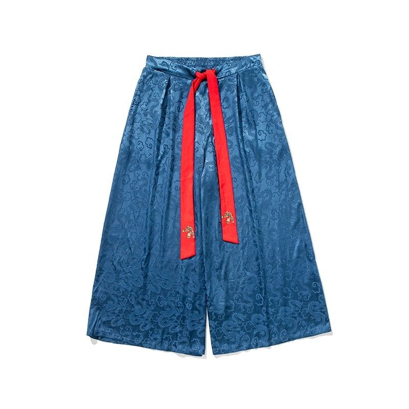 龙纹提花 无梦记中国风春季古风飘带男女直筒宽松阔腿裤汉服裙裤,男装,汉服,淘宝优惠券,粉丝福利购,淘宝优惠卷