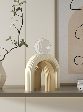 几何艺术软装高级感水晶球摆件意式极简客厅柜子电视柜酒柜装饰品