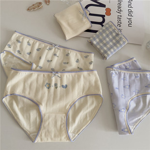可爱碎花格子少女三角短裤 5条A类婴儿棉蓝肤色内裤 女纯棉2023新款