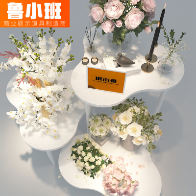 花店鲜花展示架烤漆展示台中岛流水台组合花架子网红花架氛围陈列