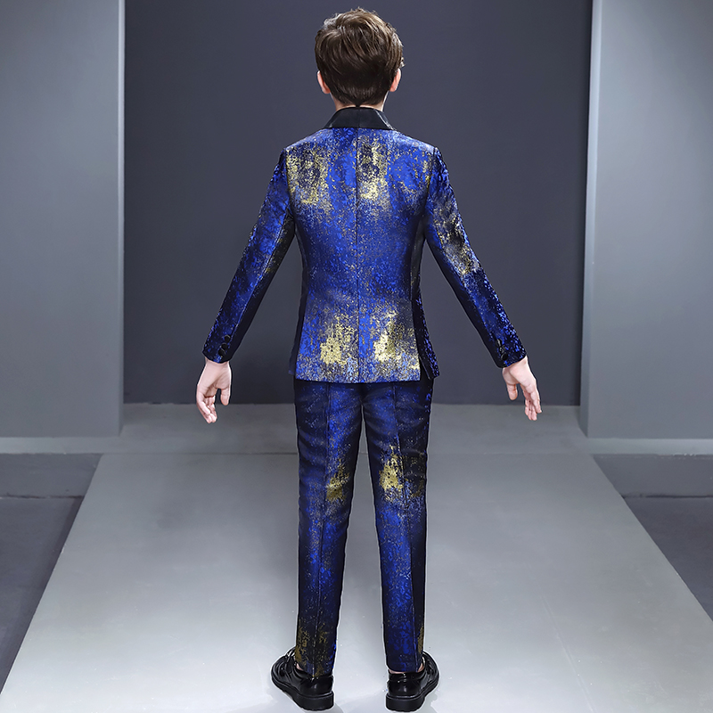 儿童主持人礼服走秀演出服男童西装中大童西服小西装套装马甲外套