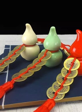 开盖陶瓷葫芦摆件厨房在西北方乾位男主人补角葫芦客厅玄关装饰