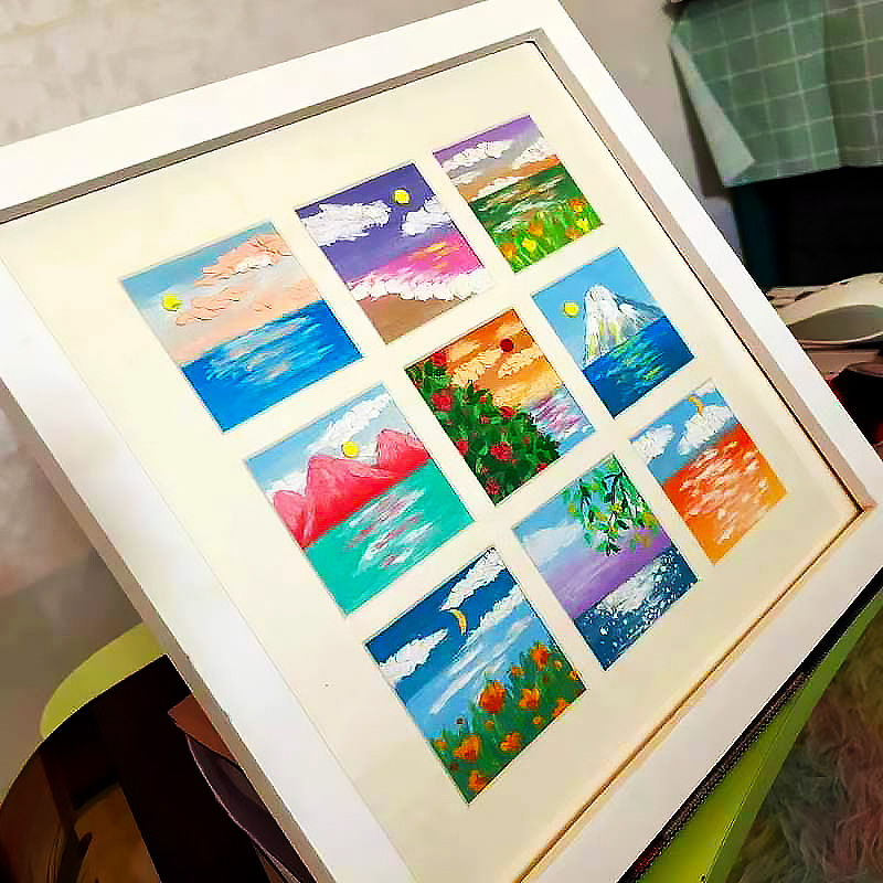 100宫格美甲展示框照片毕业纪念礼品相框48宫格36宫格油画棒画框