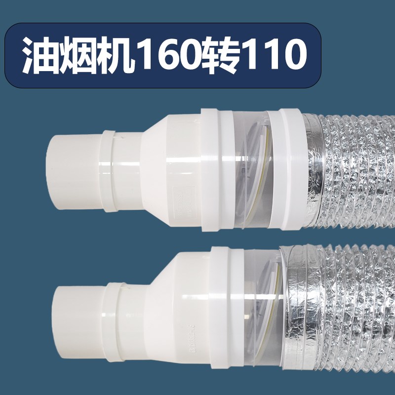 160止逆阀转110PVC管同心变径大小头油烟机排烟管150/170/180软管