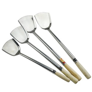 厨师专用木柄不锈钢家用炒勺打菜酒店勺子食堂油壳长柄分菜勺大号