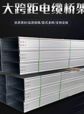 热浸锌4米6米大跨距喷塑防火桥架200*100镀锌梯式300150线槽75*50