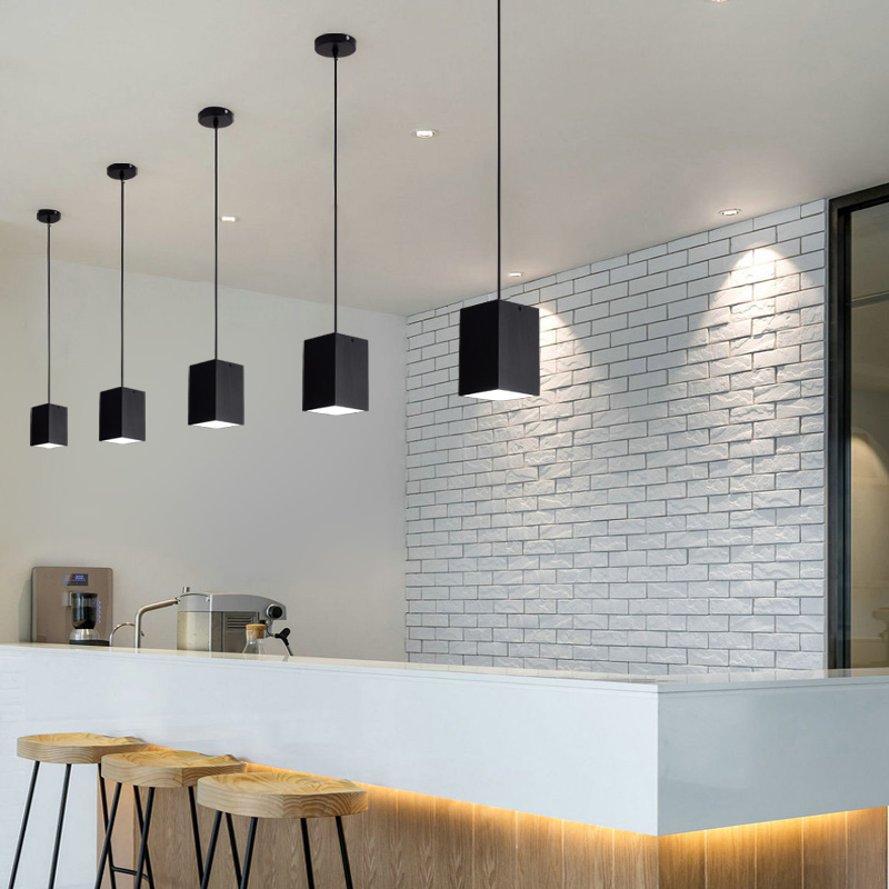 明装方形吊线筒灯led极简餐厅过道吊装射灯COB酒店前台吧台吊线灯