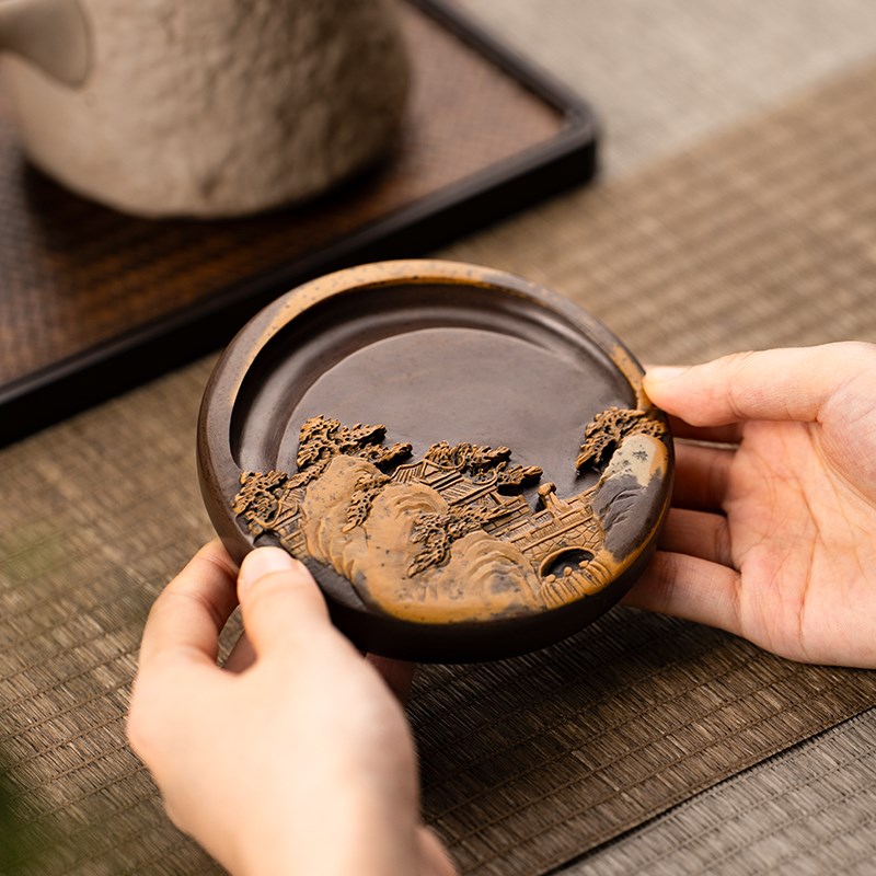 【孤品】善琏湖笔 苴却砚 砚台手作原石可研墨毛笔书法文房四宝歙