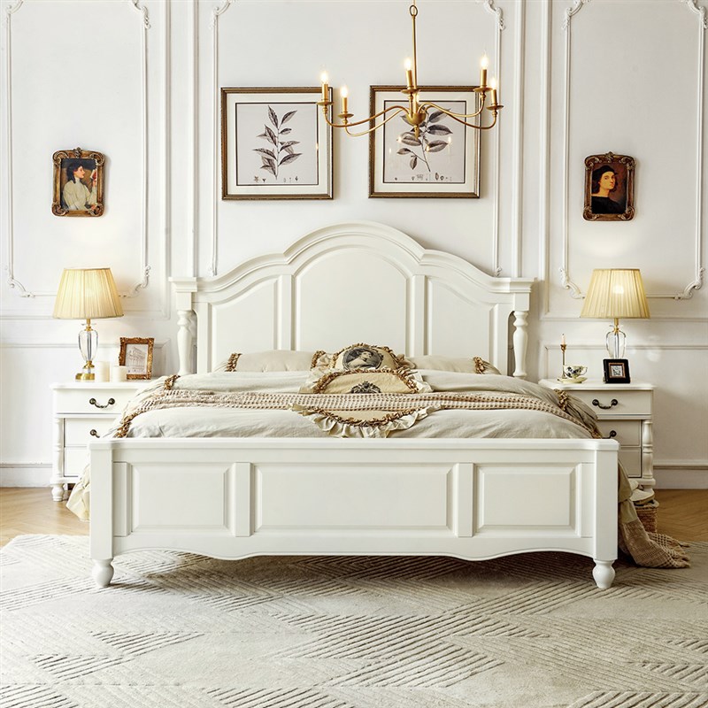 美式床全实木1.5m气压高箱储物床1.8米双人床卧室田园白色公主床