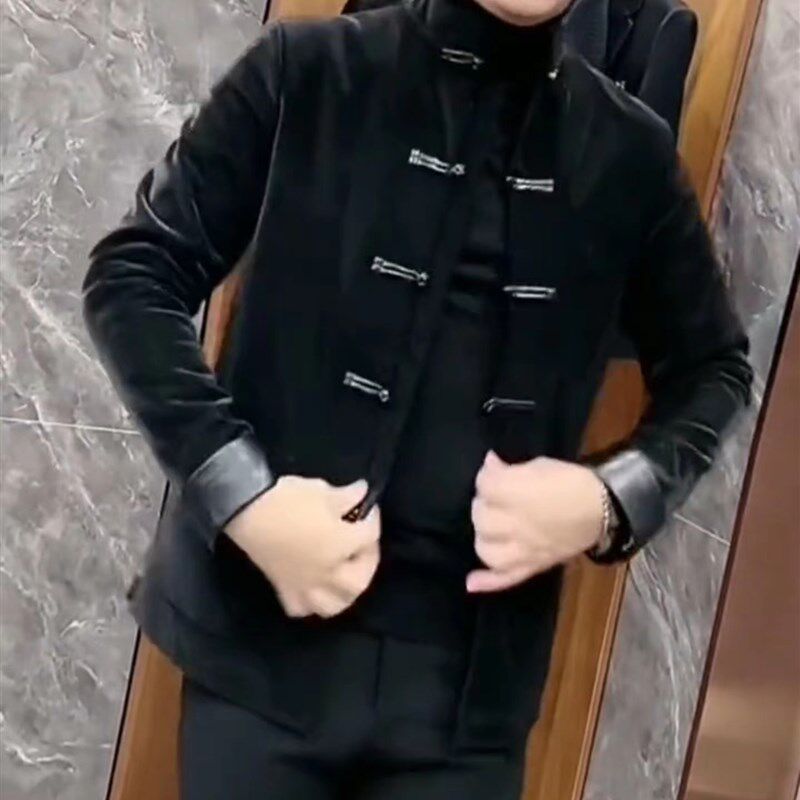 男士新款中国风唐装盘扣羽绒服外唐装
