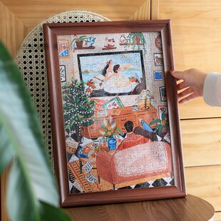 实木拼图相框定制装裱框500片一千片专用画框1000片70x50cm75挂墙