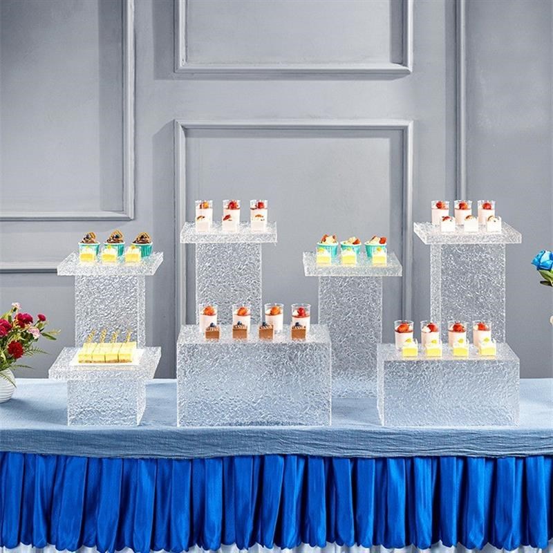 亚克力水波纹甜品台石头纹展示座高级宴会布置点心架冷餐茶歇摆台