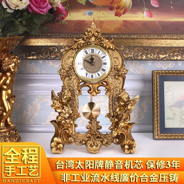 欧式钟表摆件座钟台钟美式客厅时钟酒柜玄关电视柜轻奢桌面工熙唐