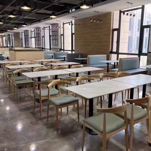 学校员工食堂桌椅汉堡炸鸡店商用奶茶小快餐店餐饮岩板桌椅组合