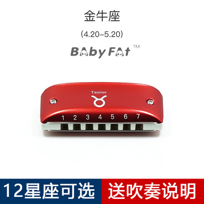 Babyfat十二星座款 7孔蓝调布鲁斯彩色初学口琴时尚挂饰BF