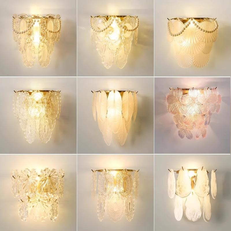 法式奶油风水晶壁灯轻奢客厅背景墙复古现代简约卧室墙灯床头灯具