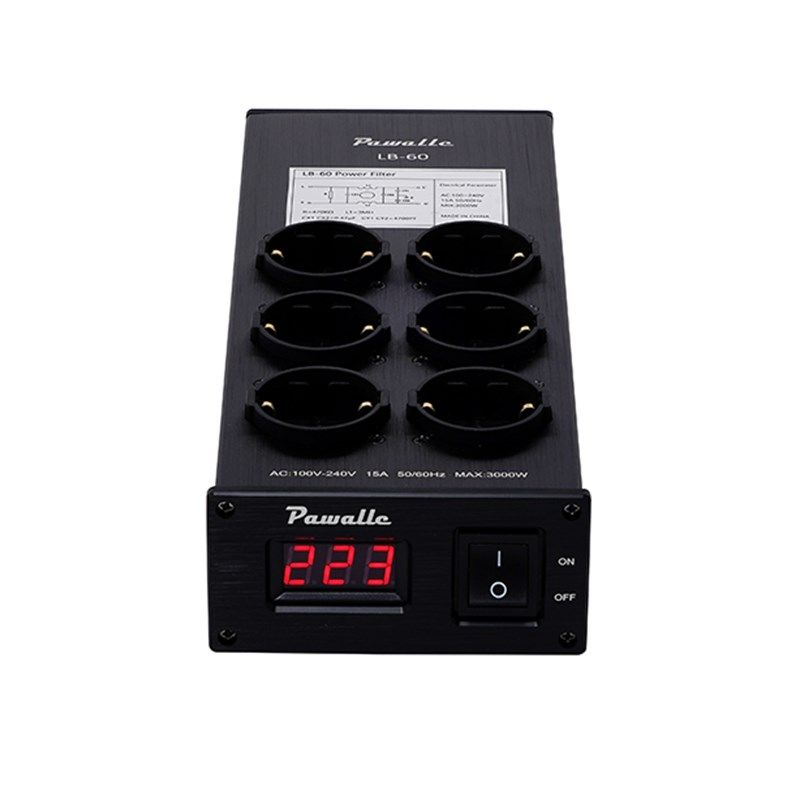 Pawalle LB60 欧标电源滤波器防浪涌插座电源净化器电压显示