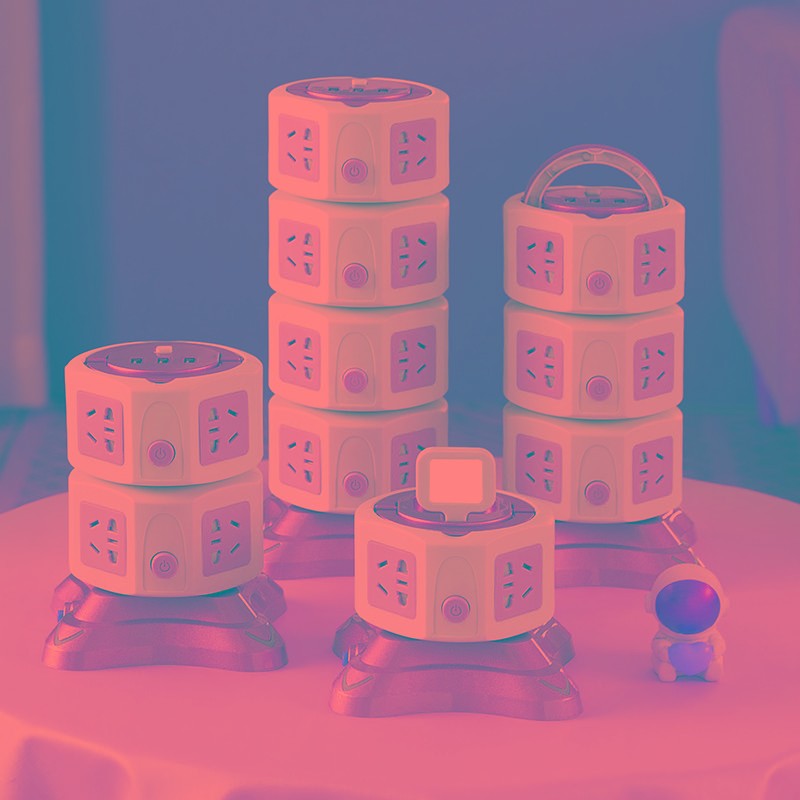 多功能办公桌电源插座面板多孔防过载立式排插带小夜灯接线板usb