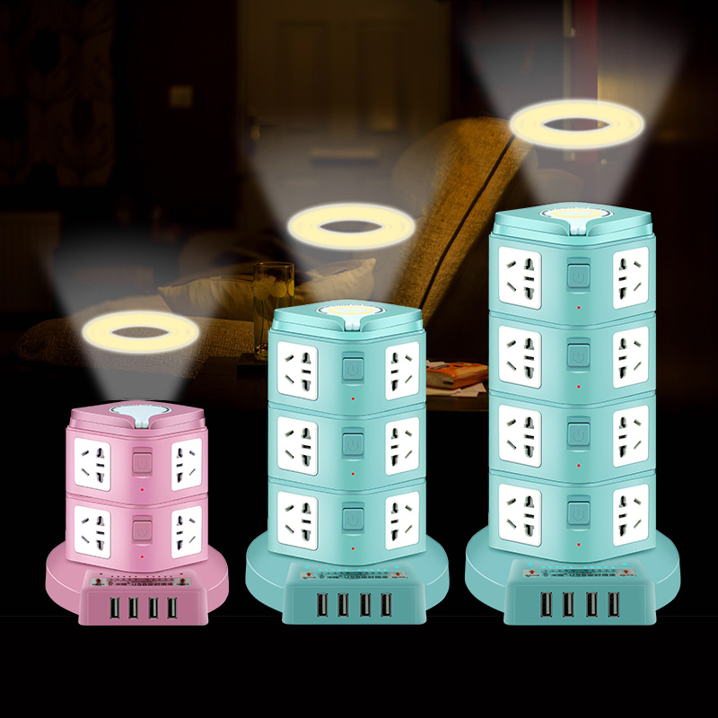 塔式智能办公立体立式牛插座面板多孔多功能usb多用插排带拖线板